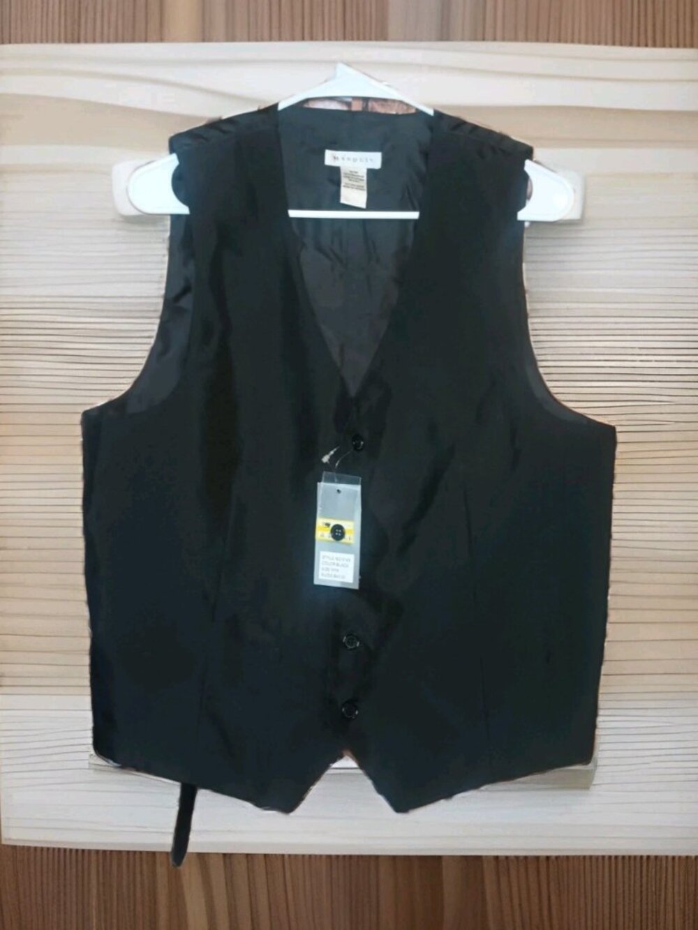 Marquis Men's Black Suit Waistcoat Vest Medium Classic Fit Solid New w Tags NWT